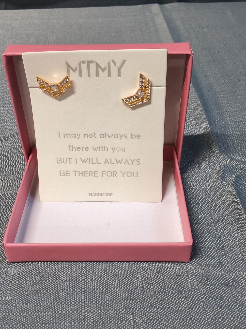 Gold Crystal Chevron Stud Earrings - Gold